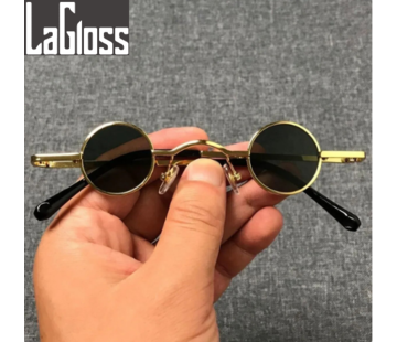 LaGloss® Steam Design Ronde Retro Zonnebril Zwart met Goud montuur