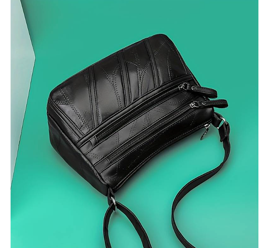 LaGloss® Modieuze Zwarte Dames Schoudertas - 25 x 20 x 11 cm - PU Leer - Stijvol - kleur zwart %%