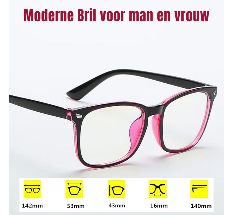 Allernieuwste.nl® Vierkante Unisex Anti Blauw Licht Computerbril - Anti BlueLight - Kantoorbril - Mannen en Vrouwen