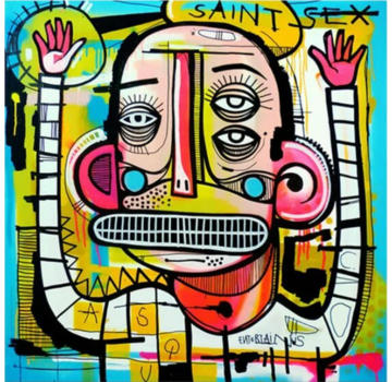 Allernieuwste.nl® Canvas Schilderij Joachim Graffiti Street Art 2 - 60 x 60 cm