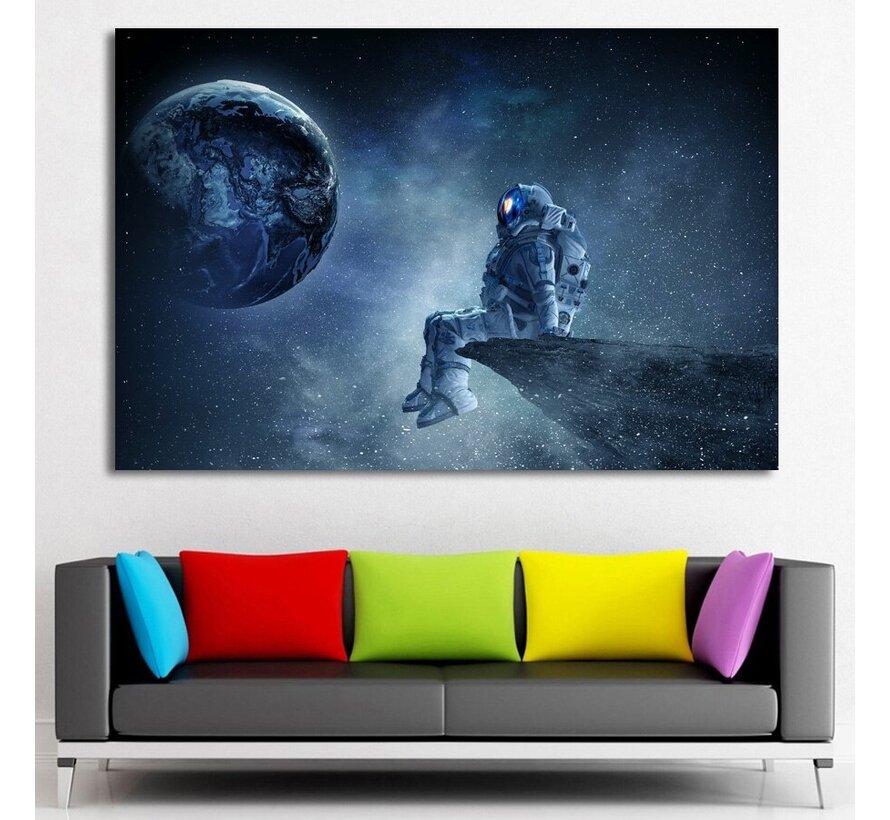 Allernieuwste.nl® Canvas Schilderij Astronaut Ruimtevaart Abstract - Poster - Graffiti - 60 x 90 cm - Kleur