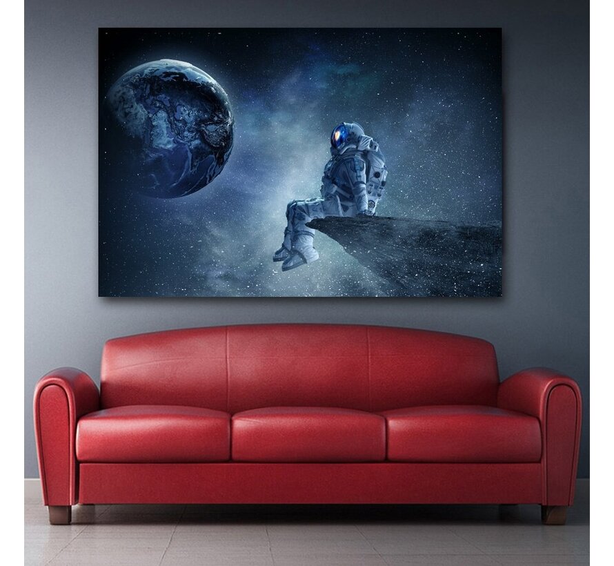 Allernieuwste.nl® Canvas Schilderij Astronaut Ruimtevaart Abstract - Poster - Graffiti - 60 x 90 cm - Kleur