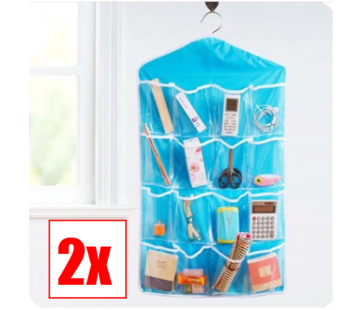 Allernieuwste.nl® Ophangbare Opbergzak - Organizer met Ophanghaak - Multifunctioneel - 16 Opbergvakken - Kleding organizer - 2 Stuks - Blauw