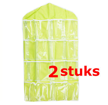 Allernieuwste.nl® Ophangbare Opbergzak - Organizer met Ophanghaak - Multifunctioneel - 16 Opbergvakken - Kleding organizer - 2 Stuks - Groen