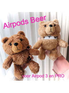 Allernieuwste.nl® Airpods Case voor 3 en PRO BEERTJE Lichtbruin