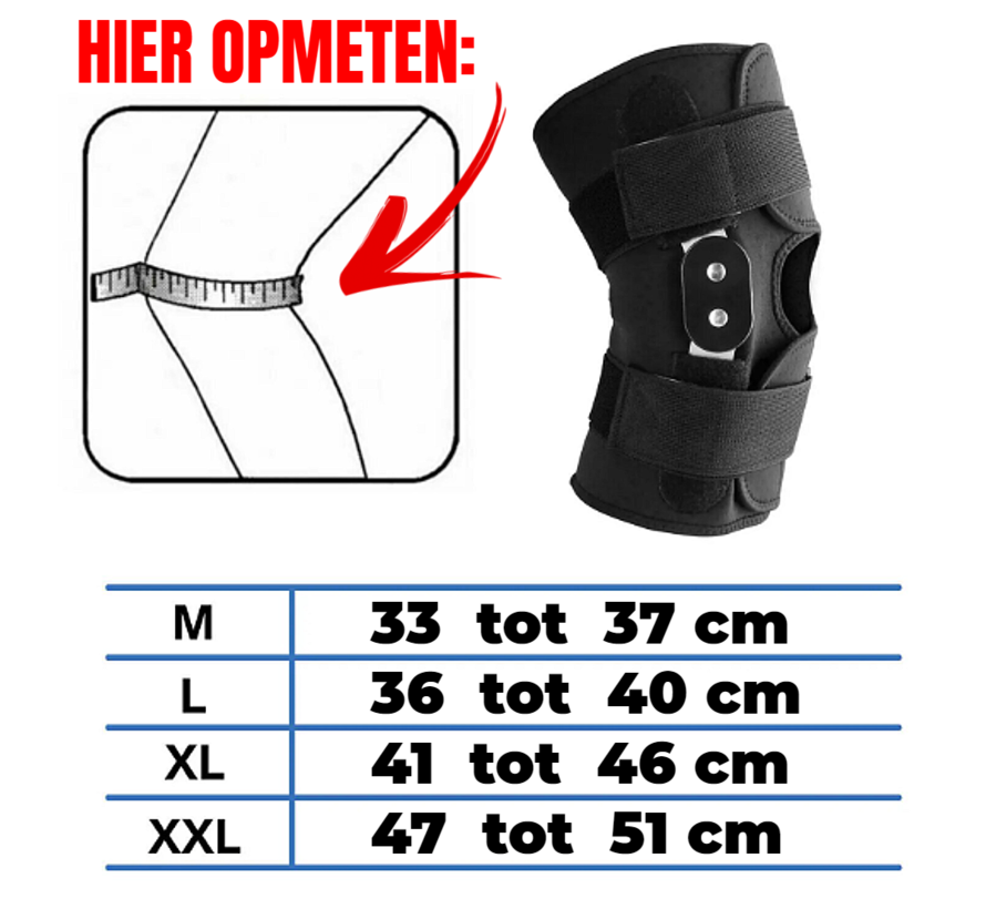 Allernieuwste.nl® Scharnierende Knie Brace L - Orthopedische Kniebandage met Scharnier - Knieband - ZWART - Maat L