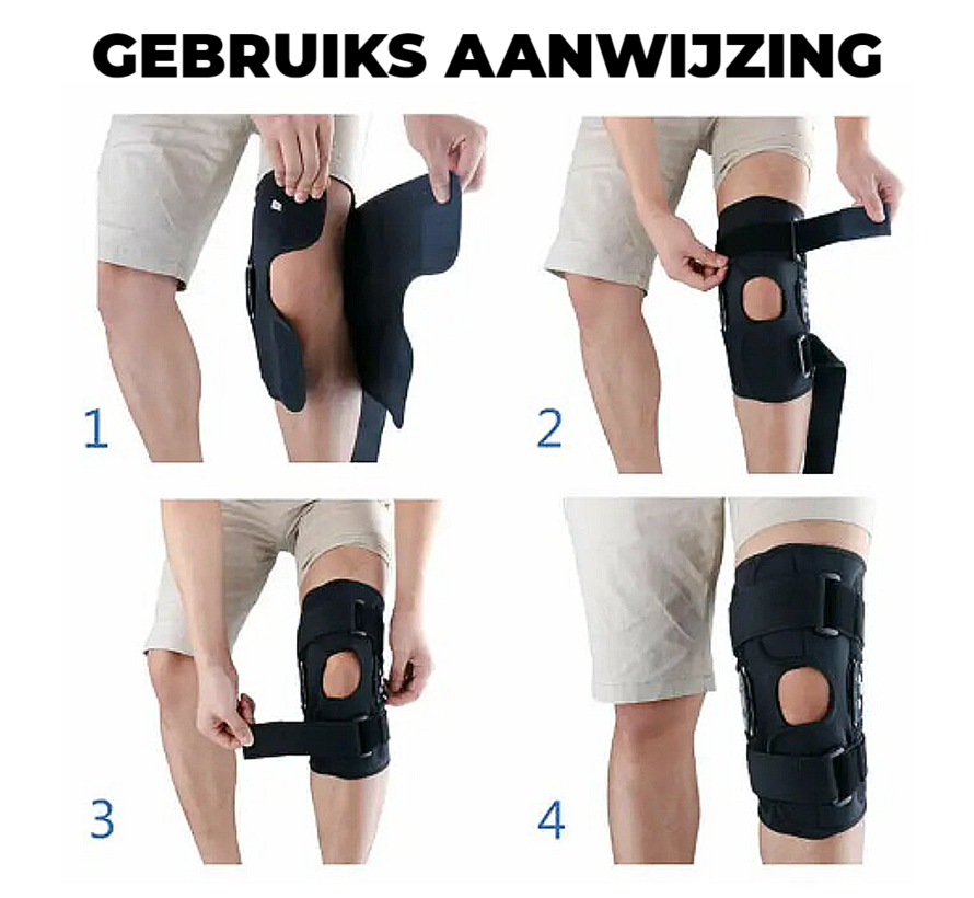 Allernieuwste.nl® Scharnierende Knie Brace L - Orthopedische Kniebandage met Scharnier - Knieband - ZWART - Maat L