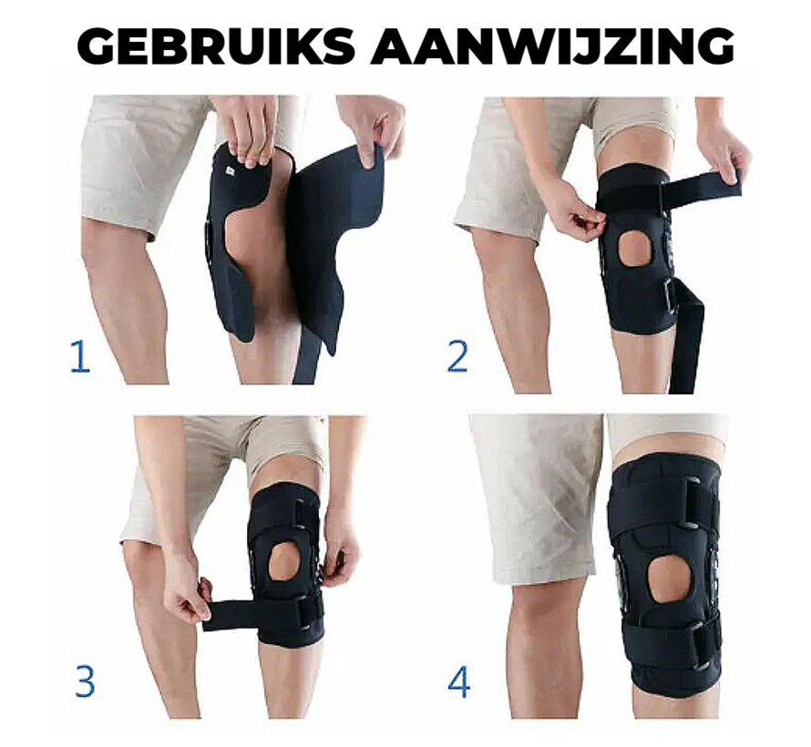 Allernieuwste.nl® Scharnierende Knie Brace M - Orthopedische Kniebandage met Scharnier - Knieband - ZWART - Maat M