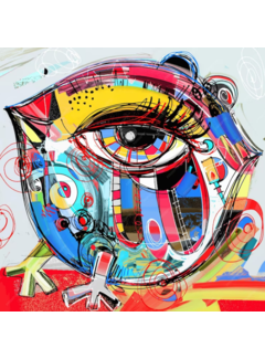 Allernieuwste.nl® Canvas Schilderij Abstracte Graffiti Oog - 60 x 60 cm