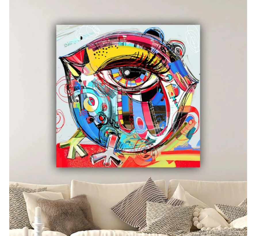 Allernieuwste.nl® Canvas Schilderij Abstracte Graffiti Oog - Modern - Graffiti Street Art Kunst aan je Muur - 60 x 60 cm - kleur