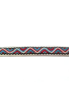 Allernieuwste.nl® Allernieuwste Fournituren - Geweven Sierband - 1.4cm breed - Lint - Stof - Applicatie - Afwerkband - Lengte 8.5m - Rood - Blauw