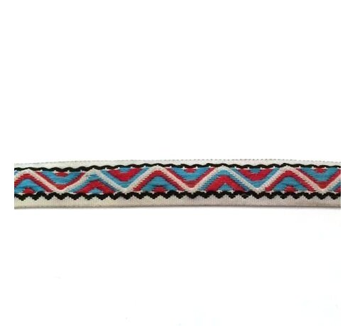 Allernieuwste.nl® Allernieuwste Fournituren - Geweven Sierband - 1.4cm breed - Lint - Stof - Applicatie - Afwerkband - Lengte 8.5m - Rood - Blauw