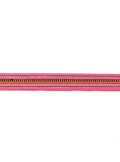 Allernieuwste.nl® Allernieuwste Fournituren - Geweven Sierband - 1.5cm breed - Lint - Stof - Applicatie - Afwerkband - Lengte 14m - Streepjes - Roze