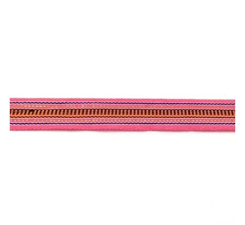 Allernieuwste.nl® Allernieuwste Fournituren - Geweven Sierband - 1.5cm breed - Lint - Stof - Applicatie - Afwerkband - Lengte 14m - Streepjes - Roze