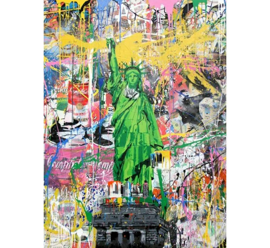 Allernieuwste.nl® Canvas Schilderij Vrijheidsbeeld Street Art Graffiti - Graffiti Art - Kunst aan je Muur - 60 x 80 cm - Kleur