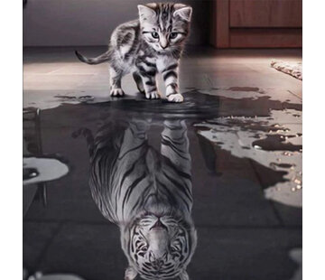 Allernieuwste.nl® Canvas Schilderij Kitten, Later als ik Groot ben! - 50 x 60 cm