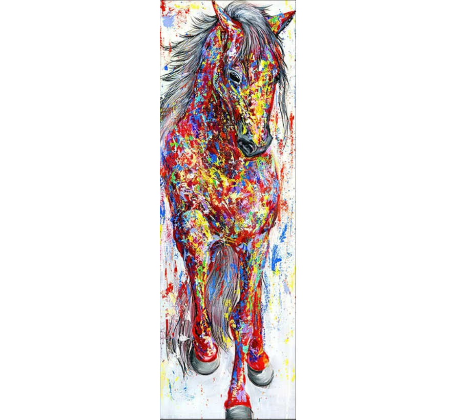 Allernieuwste.nl® Canvas Schilderij Groot Graffiti Paard vs 3 - Grafitti - XL - Kleur - 50 x 150 cm