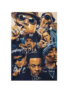 Allernieuwste.nl® Canvas Schilderij Hip Hop Legends - met handtekeningen  - 50 x 70 cm