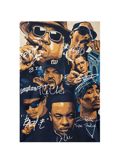 Allernieuwste.nl® Canvas Schilderij Hip Hop Legends - met handtekeningen  - 70 x 100 cm