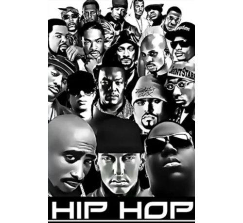 Allernieuwste.nl® Allernieuwste.nl® Canvas Schilderij Zwart/Wit Hip Hop Legends 2PAC, Dr Dre, Snoop Dogg, Emenim, Biggie, Tupac, Ice Cube - Muziek old school - Poster - 70 x 100 cm - Zwart/Wit