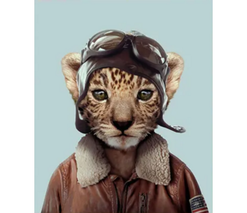 Allernieuwste.nl® Canvas Schilderij Schattige Kat Piloot - 50 x 70 cm