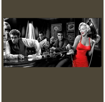 Allernieuwste.nl® Canvas Schilderij Elvis Presley, Marylin Monroe, James Dean -  40 x 80 cm