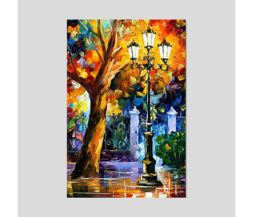 Allernieuwste.nl® Canvas Schilderij Abstract Landschap met Straatlantaarn - 40 x 60 cm