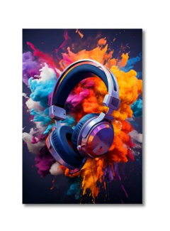 Allernieuwste.nl® Canvas Schilderij GAME HEADPHONE Kleurexplosie - 50 x 70 cm