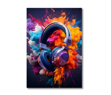 Allernieuwste.nl® Canvas Schilderij GAME HEADPHONE Kleurexplosie - 50 x 70 cm