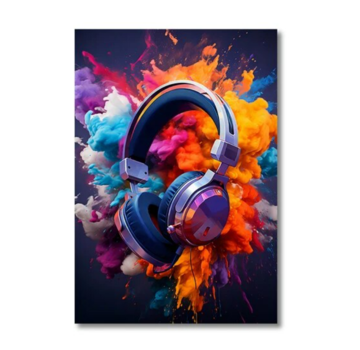 Allernieuwste.nl® Canvas Schilderij GAME HEADPHONE Kleurexplosie - 50 x 70 cm