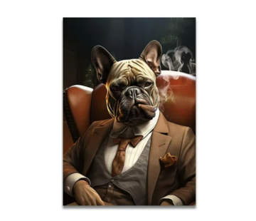 Allernieuwste.nl® Canvas Schilderij Grote Baas de Franse Bulldog - 30 x 40 cm