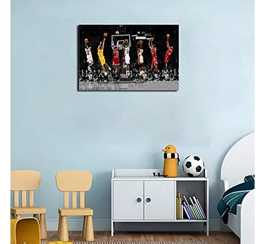 Allernieuwste.nl® Canvas Schilderij Basketbal Wereld Toppers - NBA Sport Stars Poster - kleur - 70 x 100 cm