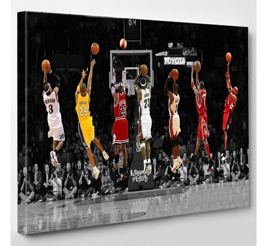 Allernieuwste.nl® Canvas Schilderij Basketbal Wereld Toppers - NBA Sport Stars Poster - kleur - 70 x 100 cm