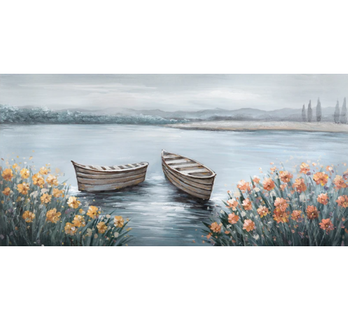 Allernieuwste.nl® Allernieuwste.nl® Canvas Schilderij Abstract Zee Landschap 2 - Kunst aan je Muur - 50 x 100 cm - kleur