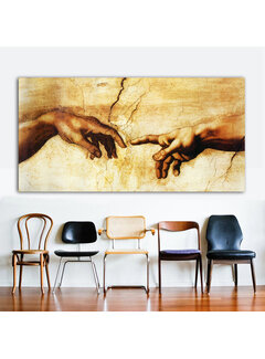 Allernieuwste.nl® Canvas Schilderij Michelangelo De Schepping van Adam - 50 x 100 cm