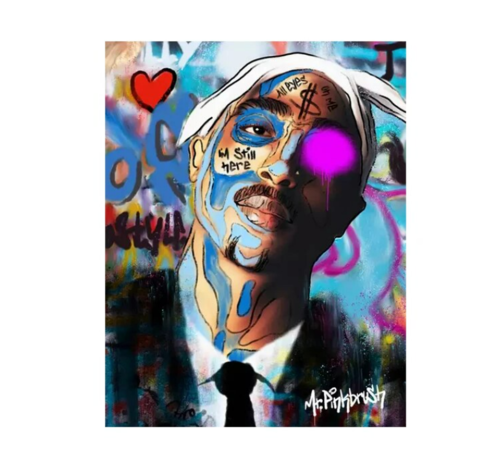 Allernieuwste.nl® Allernieuwste.nl® Canvas Schilderij Tupac Shakur All Eyes on Me - 2Pac - Rapper - 50 x 70 cm - kleur