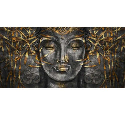 Allernieuwste.nl® Allernieuwste.nl® Canvas Schilderij Elegante Zwart-Gouden Buddha - Kunst aan je muur - 50 x 100 cm - Zwart/Goud