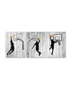 Allernieuwste.nl® Canvas Schilderij 3-luik Basketbal Slam Dunk - 3st 50 x 70 cm