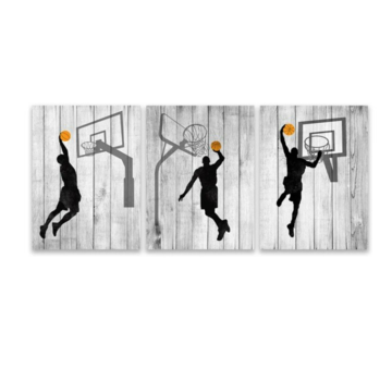 Allernieuwste.nl® Canvas Schilderij 3-luik Basketbal Slam Dunk - 3st 50 x 70 cm