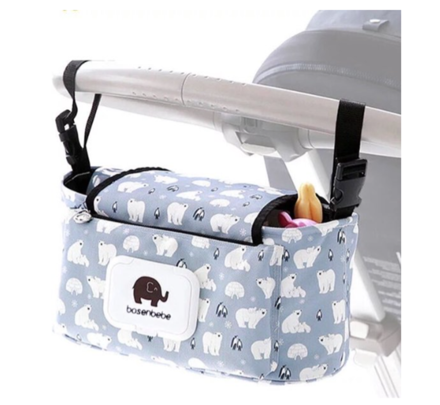 Allernieuwste.nl® Kinderwagen Tas Luiertas BEREN Draagtas Buggy Reistas - Buggy Reis OpbergTas - Waterdicht Universeel - 33x14x16cm - BEER