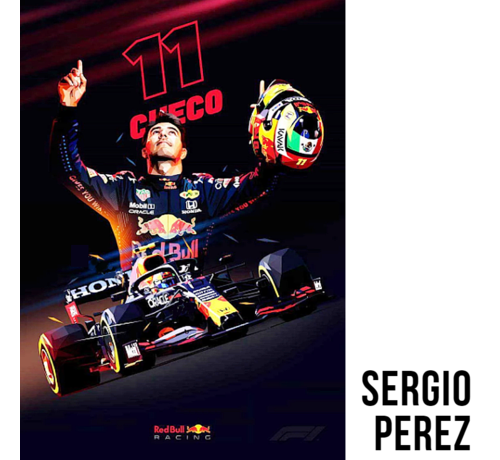 Allernieuwste.nl® Canvas Schilderij Sergio "Checo" Pérez F1 Coureur Formule 1 Red Bull Racing - kleur - 50 x 70 cm
