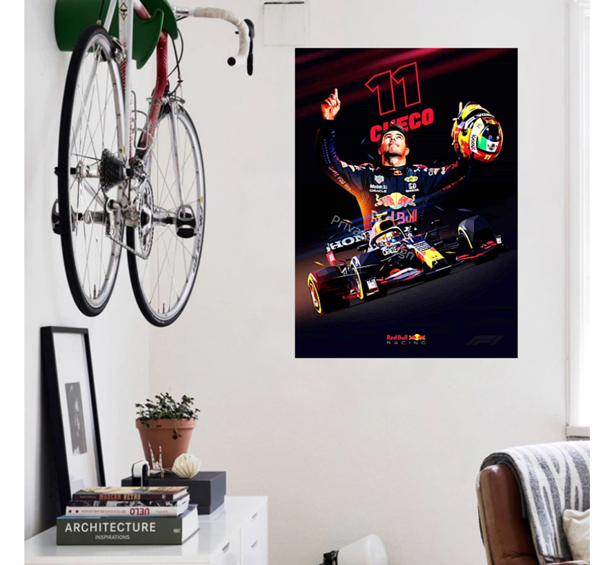 Canvas Schilderij Sergio "Checo" Pérez F1 Coureur Formule 1 Red Bull Racing - kleur - 50 x 70 cm