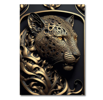 Allernieuwste.nl® Canvas Schilderij Gouden Luipaard - 50 x 70
