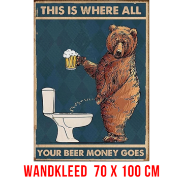 Allernieuwste.nl® This Is Where All Your Beer Money Goes Urban Loft Wandkleed Groot Wandtapijt Wanddecoratie Muurkleed Tapestry - Bier Humor - Kleur - 70 x 100 cm