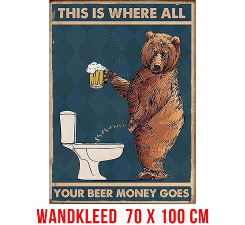 Allernieuwste.nl® Allernieuwste.nl® This Is Where All Your Beer Money Goes Urban Loft Wandkleed Groot Wandtapijt Wanddecoratie Muurkleed Tapestry - Bier Humor - Kleur - 70 x 100 cm