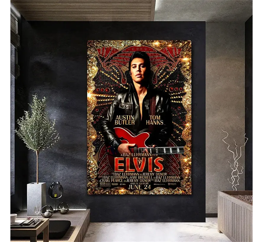 Allernieuwste.nl® Canvas Schilderij 2022 Elvis Film 3 - Poster - Elvis Presley - 50 x 70 cm - Kleur