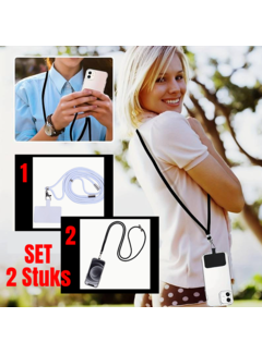 LaGloss® 2 STUKS Smartphone Lanyard voor Mobile Phones - Zwart en Wit Koord