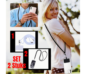 LaGloss® 2 STUKS Smartphone Lanyard voor Mobile Phones - Zwart en Wit Koord