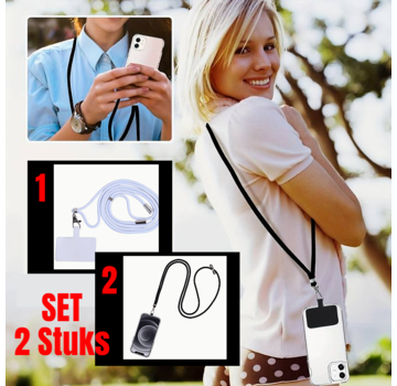 LaGloss® 2 STUKS Smartphone Lanyard voor Mobile Phones - Zwart en Wit Koord