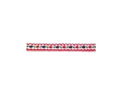 Allernieuwste.nl® 19,5meter - SIERBAND BLOEM PATROON 1,2cm breed - ROOD/WIT -  versieren - knutselen - knutselwerk - naaien - lint - stof - applicatie - afwerkband - home deco